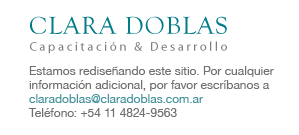 Estamos rediseñando este sitio. Por cualquier información adicional, por favor escríbanos a claradoblas - arroba - claradoblas.com.arTeléfono: +54 11 4824-9563